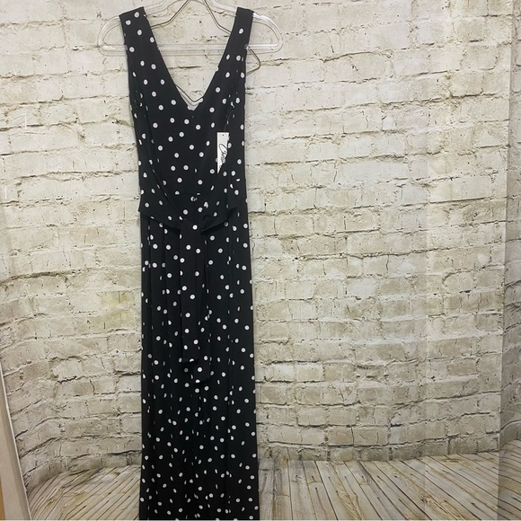 NWT Chetta B Black White Polka Dot Belted Jumpsuit - Picture 1 of 7